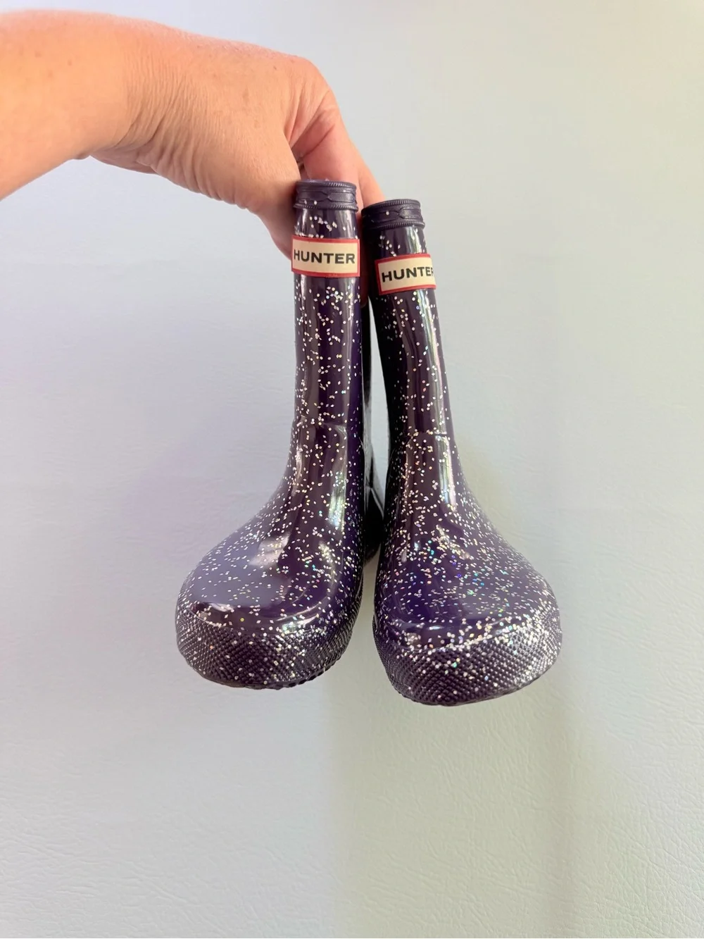 Hunter Kids First Giant Glitter Rain Boots Dark Purple Size 10 US Girls, UK 8